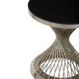 Anzio Side Table - Round - Black Glass with Chrome Hourglass Base