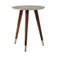 Boho Side Table - White Carved - Round