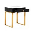Cardoba Side Table - 1 Drawer - Faux Shagreen with Gold Legs