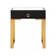 Cardoba Side Table - 1 Drawer - Faux Shagreen with Gold Legs