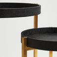 Cardoba Side Tables - Set of 2 - Black Faux Shagreen with Gold Legs - Round