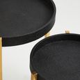 Cardoba Side Tables - Set of 2 - Black Faux Shagreen with Gold Legs - Round