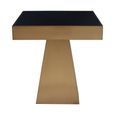 Carlox Side Table - Square - Black Glass with Gold Frame