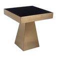 Carlox Side Table - Square - Black Glass with Gold Frame
