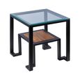 Cibo Side Table - 2 Tier - Square - Clear Glass with Black Metal