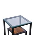 Cibo Side Table - 2 Tier - Square - Clear Glass with Black Metal