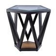 Cibo Side Table - Pentagonal - Clear Glass with Black Metal