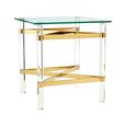 Clarence Side Table - Clear Glass with Gold Metal - Square