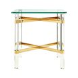 Clarence Side Table - Clear Glass with Gold Metal - Square