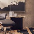 Doha Side Table - White Marble Round with Black Fluted Base