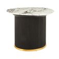 Doha Side Table - White Marble Round with Black Fluted Base