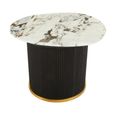 Doha Side Table - White Marble Round with Black Fluted Base