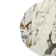 Doha Side Table - White Marble Round with Black Fluted Base