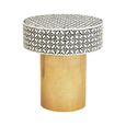 Fusion Side Table - Round - White Bone Inlay with Gold Base