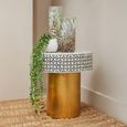 Fusion Side Table - Round - White Bone Inlay with Gold Base