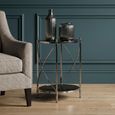 Hoffmann Side Table - Round - Black Glass with Silver Metal