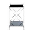Hoffmann Side Table - Black Glass with Silver Metal