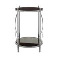 Hoffmann Side Table - Round - Black Glass with Silver Metal