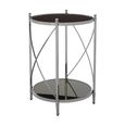 Hoffmann Side Table - Round - Black Glass with Silver Metal