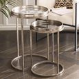 Clearance - Palm Tree Side Tray Table - Gold Metal - Round - Set of 2 - FSS17354