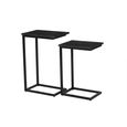 Norris Side Table - 2 Tier - Charcoal - Rustic Mango Wood