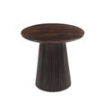 Salvator Fluted Side Table - Round - Walnut - Mango Wood