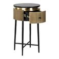 Ironville Brass Ribbed 1 Drawer Round Side Table