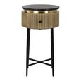 Ironville Brass Ribbed 1 Drawer Round Side Table