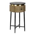 Ironville Brass Ribbed 1 Drawer Round Side Table