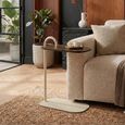 Brix Amy Side Table - Oval - Brown and Beige - Mango Wood and Metal