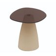 Brix Mylon Side Table - Abstract - Off White - Glass and Metal