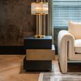 Cambon Dark Oak and Brass Layered Side Table