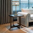 Cambon Dark Oak and Brass Square Side Table
