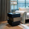 Cambon Dark Oak and Brass Layered Side Table