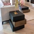Cambon Dark Oak and Brass Layered Side Table