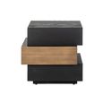 Cambon Dark Oak and Brass Layered Side Table