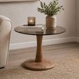 Brix Faye Side Table - Round - Almond - Glass and Mango Wood