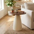 Brix Marron Side Table - Abstract - Off White - Mango Wood and Metal