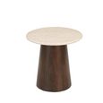 Brix Bottecino Side Table - Round - Chestnut - Ceramic and Mango Wood