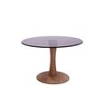 Brix Faye Side Table - Round - Almond - Glass and Mango Wood