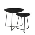 Brix Ivy Side Table - Triangle - Set of 2 - Black - Mango Wood and Metal