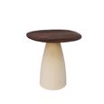 Brix Marron Side Table - Abstract - Off White - Mango Wood and Metal