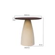 Brix Marron Side Table - Abstract - Off White - Mango Wood and Metal