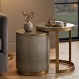 Bloomville End Table - Round - 2 Tier - Shagreen Faux Leather - Glass Top
