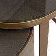 Bloomville End Table - Round - 2 Tier - Shagreen Faux Leather - Glass Top