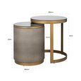 Bloomville End Table - Round - 2 Tier - Shagreen Faux Leather - Glass Top