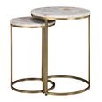 Bottega End Table - Round - 2 Tier - Blush Beige - Marble and Metal