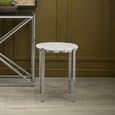 Eva Side Table - Round - White Marble with Silver Metal