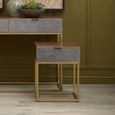Kempton End Table - 1 Drawer - Square - Walnut with Gold Metal