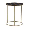 Aris Side Table - Round - Black Acacia Wood with Gold Base
